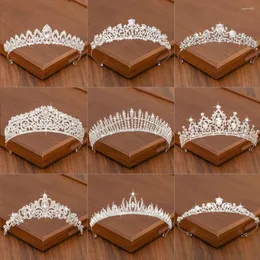 Головные уборы серебряного цвета, свадебная корона и тиара, аксессуары для волос для женщин, свадебные хрустальные стразы
