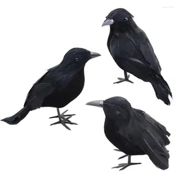 Decoração de festa realista corvos artificiais ornamento decorações de halloween 2024 adereços horror corvo