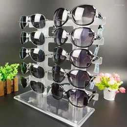 Küche Lagerung Zwei Reihe Sonnenbrille Rack 10 Paar Gläser Halter Display-ständer Transparent R9JE