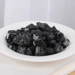 Estatuetas decorativas natural preto turmalina cristal gem rugosidade rocha mineral amostra pedra decoração para casa cura reiki