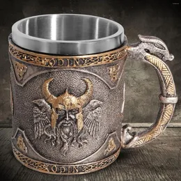Canecas Viking Warrior Estilo Caneca de Cerveja Dragão Medieval Resina Aço Inoxidável Retro Crânio Tankard Café Xícara de Chá Águia Northe