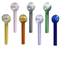 10pcs Pyrex Glass Smoking Oil Burner Pipes Dab Straight Burners Spoon Hand Wax Pipe Mix Colors LL