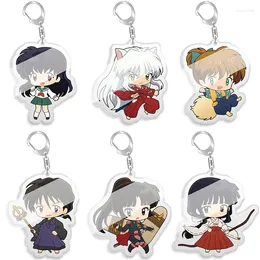 Keychains Inuyasha Q Version Character Acrylic Keychain Anime Product Peripheral Backpack Pendant Cute Jewelry Accessories Fan Gift