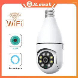 Jleeok 4MP E27 BULB WIFI IP CAMERA PTZ TIRLESS NIGHT NIGHT Vision Tway Way Audio Baby Monitor Auto Tracking Home CCTV ICSEE