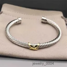 Bracciale rigido da donna amicizia amore bracciale di design polsino regalo argento 18k oro X amo da pesca canale impostazione gioielli in argento sterling donna cavi bracciali bijoux DRWO