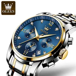 Olevs Watches For Men Top Brand Luxury Chronograph Luminous Quartz Watch Fashion Business Waterproof Stainless Steel Wristwatch 240122