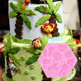 Формы для выпечки, силиконовые формы с лесными животными, слон, лев, жираф, помадка, шоколад, детские формы для украшения торта на день рождения