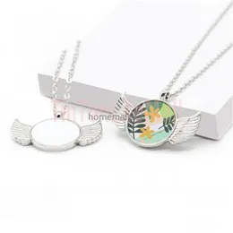 Party Favor New Necklace Favor Sublimation Blank Angel Wing Necklaces Round Jewelry Pendant Romantic Festival Gift Aa Drop Delivery Ho Dhe1H