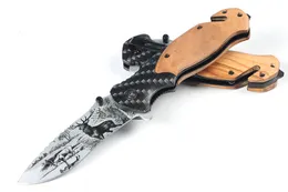 BRX50 Assisted Flipper Folding Knife 440C 3D Titanium Coated Drop Point Blade Wood med stålplåthandtagfickmappar Knivar EDC -verktyg