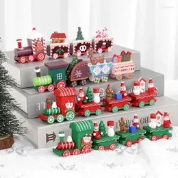 Decorative Figurines 2024 Christmas Decoration Cartoon Creative Children's Gift Small Train Wooden Window Tabletop Year