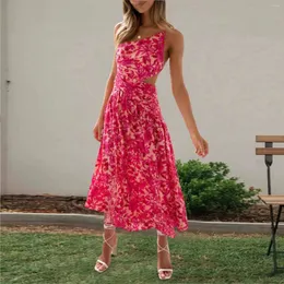 Kadınlar için gündelik elbiseler düğmesi elbise düz renkli spagetti kayışı v boyun uzun bir ekleme şık omuz kolsuz kokteyl yemeği