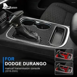 Acessórios interiores adesivo de fibra de carbono real macio para dodge durango 2024 painel de mudança de marcha do carro capa de console de transmissão