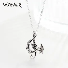 المعلقات Wyeaiir 925 Sterling Silver Vintage Hip-Hop Punk Dragon Necklace for Women Luxury Jewelry