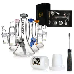 Glasrökning set 7 datorer presentförpackning glas bongs bäger vattenrör med förvaring burk kvarts bangare tillbehör rök bongs set dab rigg