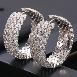 Earrings Trendy Geometric aretes Aros Hoop Earrings For Women Accessories Cubic Zirconia Earrings Jewelry pendientes mujer moda