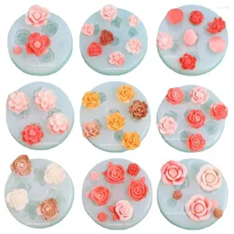 Baking Moulds Mini 3D Rose Peony Cherry Louts Flower Shape Silicone Mold Chocolate Fondant Cake Accessories Tools Resin Mould