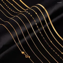 Wisiorki łańcuch kości węża o link pudełko prawdziwy 14 -karatowy naszyjnik golarki dla kobiet 45 cm proste prezenty biżuterii