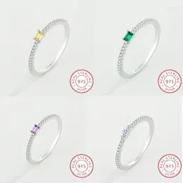 Cluster Ringe 2024 Mode Bunte Smaragd Topas Amethyst Paar Ring Für Frauen S925 Silber Rechteckigen Kristall Jahrestag Geschenk Schmuck