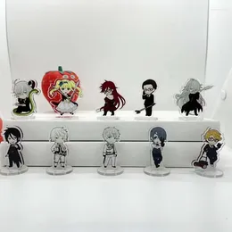 Anahtarlık anime anahtarlık siyah butler anahtar zinciri kadınlar mini ayakta duran tabak masası dekor ciel sebastian koleksiyon süs asstesorios akrilik