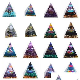 Новинки Оргоновая пирамида Новинки Кристальная сфера положительной энергии с обсидианом Рейки для защитной медитации 8 см Ручная работа D Dho2T