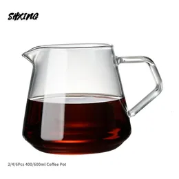 Carafe Drip 400ml 650ml 커피 포트 V- 펀넬 유리 범위 커피 서버 커피 커피 케틀 브루어 바리 스타 퍼센터 240130 위에 부어