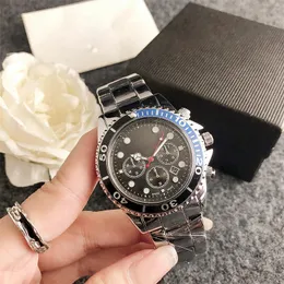 Relógio para homem três olhos feminino relógio de aço inoxidável completo 40mm com caixa movimento automático relógios casuais montre de luxe