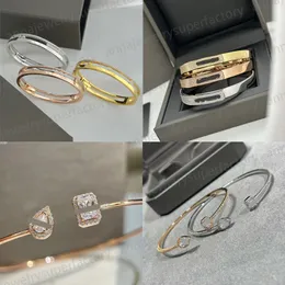 2024 디자이너 M 시리즈 매력 팔찌 이어링 여성 S925 실버 로즈 골드 실버 기하학적 다이아몬드 슬라이딩 3 다이아몬드 최고 품질 고급 쥬얼리 선물