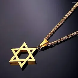 Hängen Yiluocd Star of David Protective Amulet Halsband Judaica Israel religiösa halsband för män rostfritt stål övernaturliga smycken