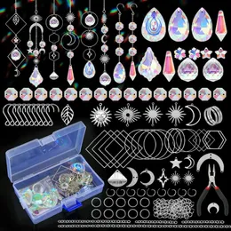 200 pçs diy suncatcher fazendo kits de cristal prisma sun catcher guirlanda grânulo corrente pingente arco-íris fabricante pendurado janela decoração do jardim 240122