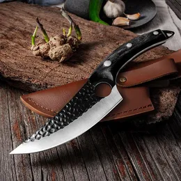 مطبخ مصنوع يدويًا من الفولاذ المقاوم للصدأ LNIFE سكاكين صيد اللحوم الساطرية