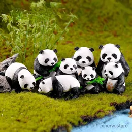 Eylem Oyuncak Figürleri 4pcs/Set sevimli karikatür panda oyuncak figürinler pvc el sanatları kek aksesuarları minyatürler mini diy ornament peri ggarden minyatür