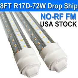 R17d 8 Foot Led Light Tube 2 Pin V Shaped Bulb ,72W Rotatable HO Base T8 T10 T12 to Replace 8FT LED Tube Light 7200LM Cold White 6500K,Clear Cover, AC 90-277V usastock