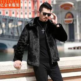 Mens Designer Imitation Mink Fur Jacket Haining Warm Top Medium Length Coat Boutique Clothing OUM1