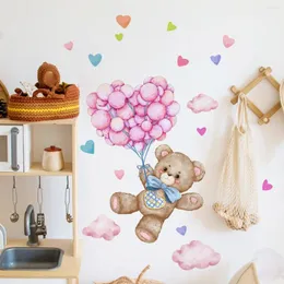 Обои 30 60 см мультфильм животное медведь воздушный шар любовь стикер на стену детская комната гостиная спальня ресторан украшение