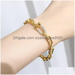 Bracciale in acciaio inossidabile cuore T braccialetto di cristallo per le donne Moda gioielli genuini Rose Sier Gold Love Bangle con scatola Drop Delivery J Dhuu3