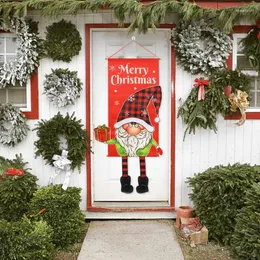 Dekoracje świąteczne 1PCS Wesołą wiszącą flagę Baner Cartoon Front Door Ozdoby na rok domowy 2024 Navidad