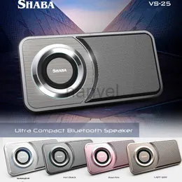 Portable Speakers SHABA VS-25 Pocket Ultra-thin Wireless Bluetooth Speaker Outdoor Portable Mini FM Radio LED Light Mobile Phone Stand Super Bass zln240201