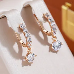 Dangle Earrings JULYDREAM English Buckle 585 Gold Color Shiny Full Zircon Women Wedding Jewelry Girls Personality Accessories