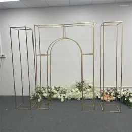 Party Decoration Outdoor Gilded Arch Wedding Iron Screen Framework Stage Flower Shelf Background