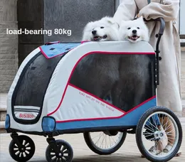 Dog Carrier Large Stroller Foldable Pet For Medium Multiple Dogs With Rotating Front Wheels Rear Brakes Load Bearing 80kg