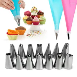 Baking Tools 16Pcs/set Confectionery Bag With Nozzles Icing Piping Tips Stainless Steel Cake Decorating Tool Pastry Cream Spout For