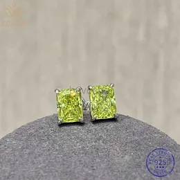 Stud WUIHA Real 925 Sterling Silver Crushed Ice 4CT Tsavorite Synthetic Moissanite Ear Studs Earrings for Women Gift Drop Shipping zln240201