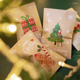 Presentförpackning 24st Kraft Paper Candy Cookie Bag Christmas Santa Claus Snowman Xmas Party år inpackning Förpackningsväskor