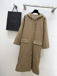 Trench da donna 2024 Cappotto lungo con cappuccio stile autunno e inverno, moda casual, da indossare a proprio agio