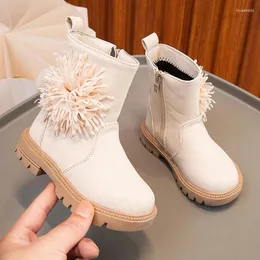 Stiefel 2024 Mädchen Blumen Nette Kinder Vielseitiger seitlicher Reißverschluss Rutschfeste einfarbige Tropfen Kinder Mode Prinzessin Schuhe