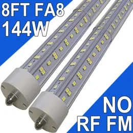 8FT LED Tube Light, T8 8FT LED Shop Light Bulbs 144W Cool White FA8 Base, Replacement for Florescent Fixtures 6500K Warehouse Workshop Mall Shop Garage Barn usastock