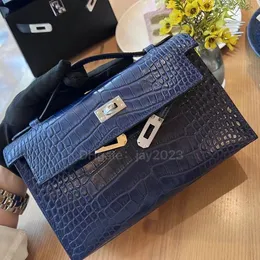 10S Fully Handmade tote bag designer bag Slant Bag Classic Luxury 22cm Sizes Imported America Crocodile leather real skin Beeswax Thread stitched with box