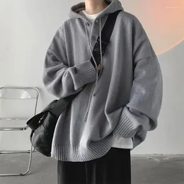 Erkek Hoodies Hood Sweater Kış Kış Gevşek Şık Boşta Sle Retro Kükranmış Katı Dış Giyim Gençler 2024 Moda Modaya Düzenli Sıcak Adam Giyim