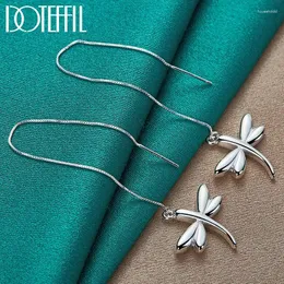 Dingle örhängen doteffil 925 Sterling Silver Dragonfly Earline Drop Earring Charm Woman Jewelry Fashion Engagement Party Gift