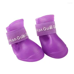 Hundebekleidung 4 teile/los S/M/L/XL Haustier Regen Schuhe Für Hunde Booties Gummi Tragbare Anti Slip Wasserdichte katze Stiefel